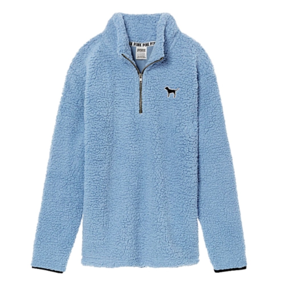 VS Pink Sherpa Boyfriend Quarter Zip